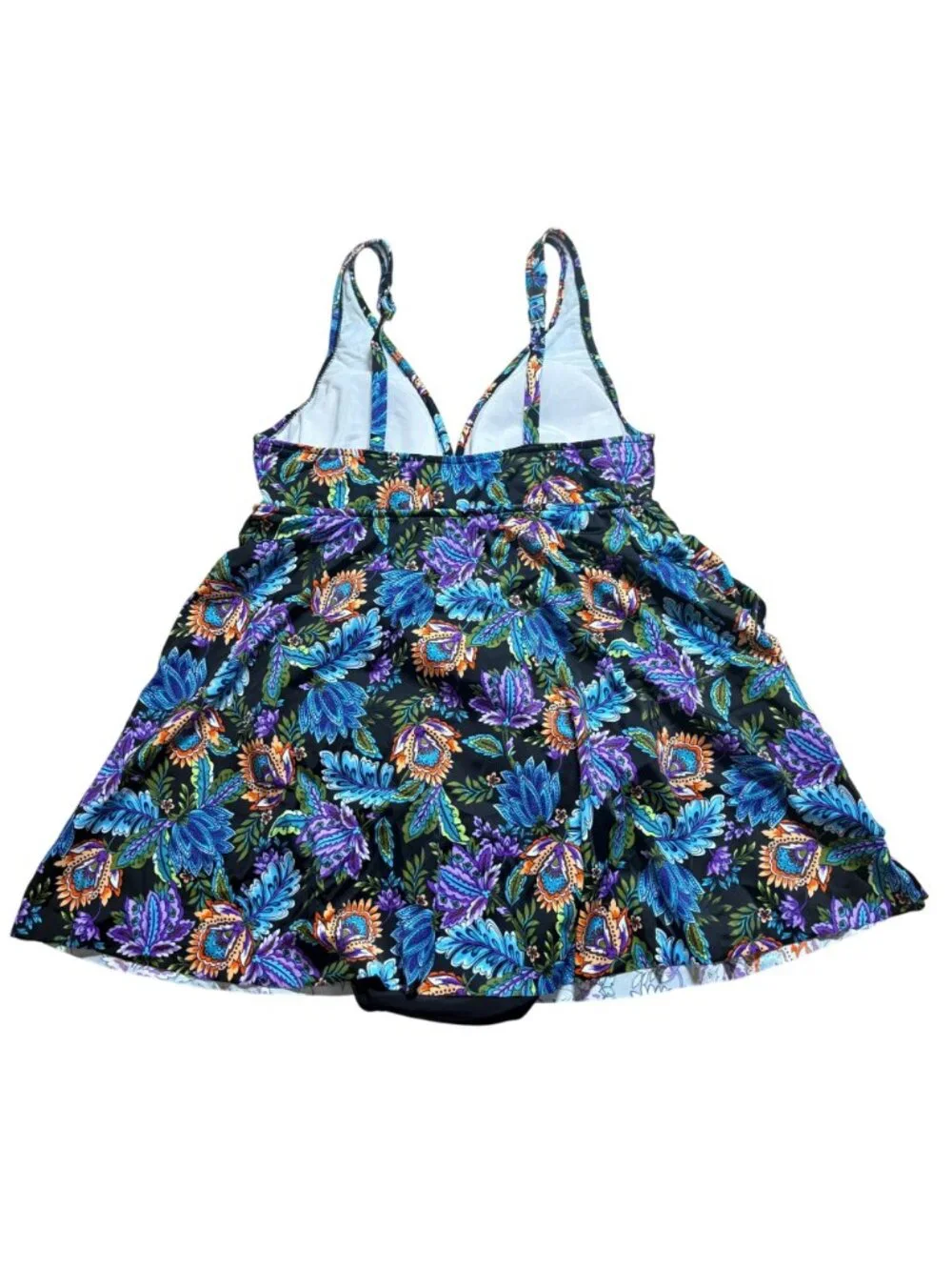 Swim Solutions Floral V-Neck Tummy Control Ruffle Swimdress Women's Size 10 NWT! - Picture 6 of 8